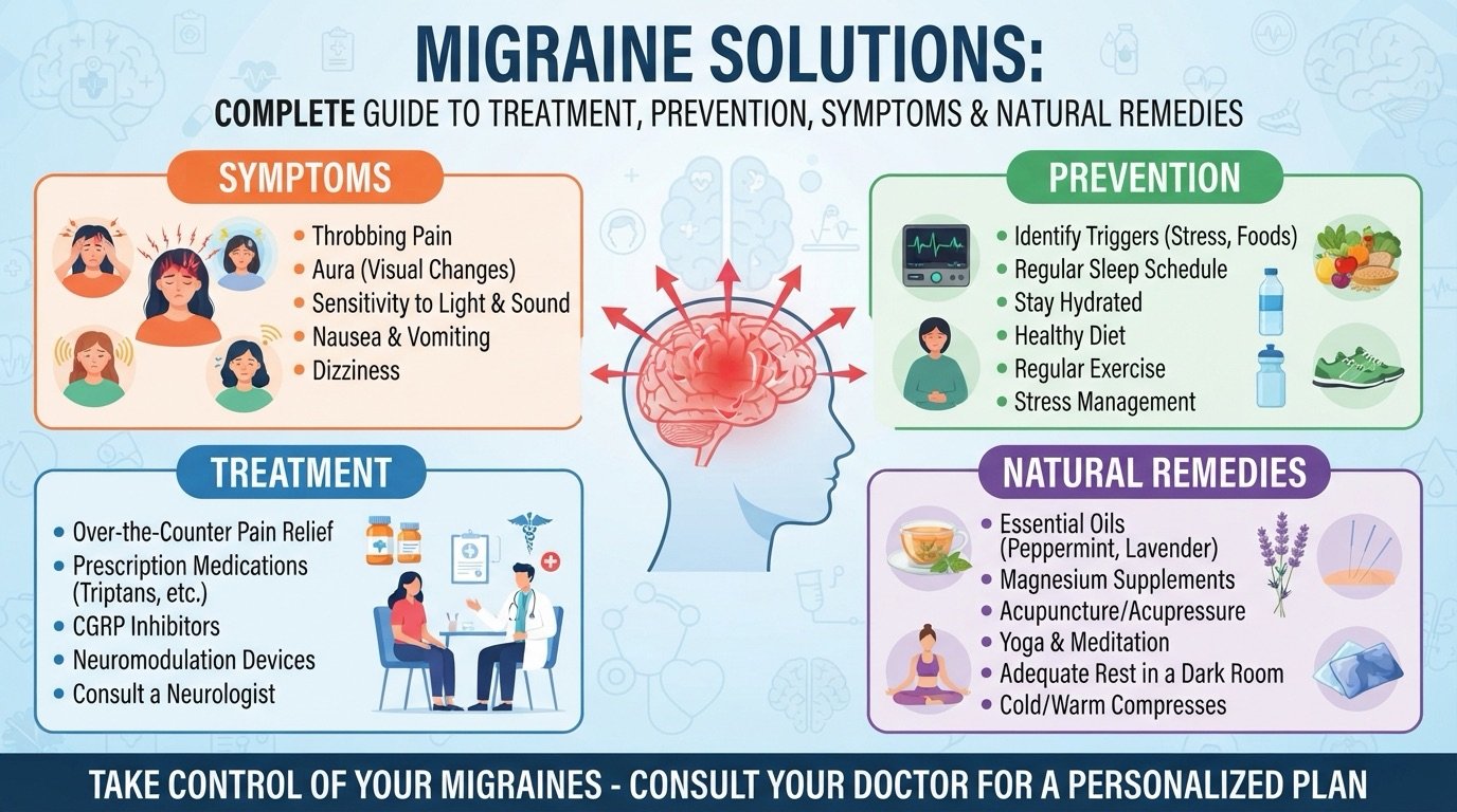 Migraine Solutions: Complete Guide to Treatment, Prevention, Symptoms & Natural Remedies